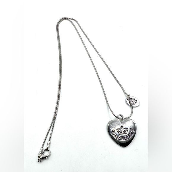 Juicy Couture Silver Heart Crown Necklace Vintage, w/Silver Plated Necklace Y2K - Picture 9 of 10